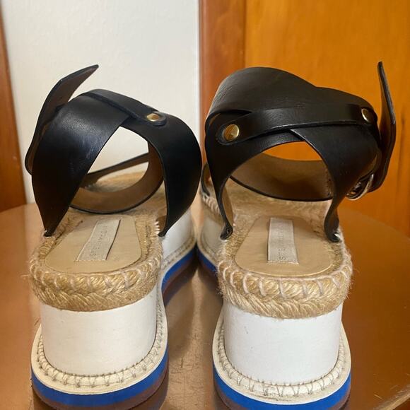 Stella McCartney Black White Tan Blue Espadrilles Ankle Strap  6.5 - Picture 15 of 16